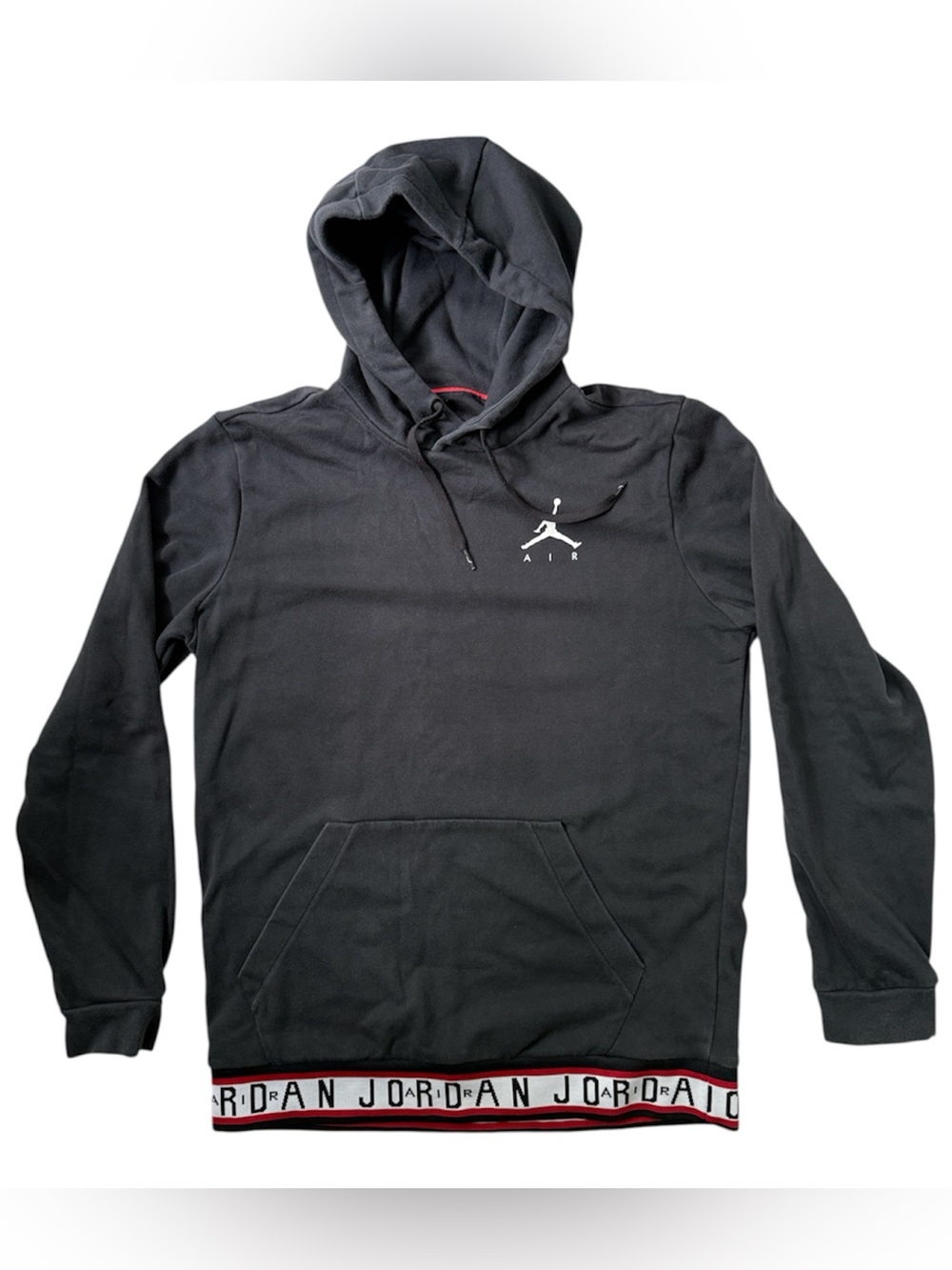 Jordan Jumpman Air HBR Pullover Hoodie - Black Red Logo - Medium